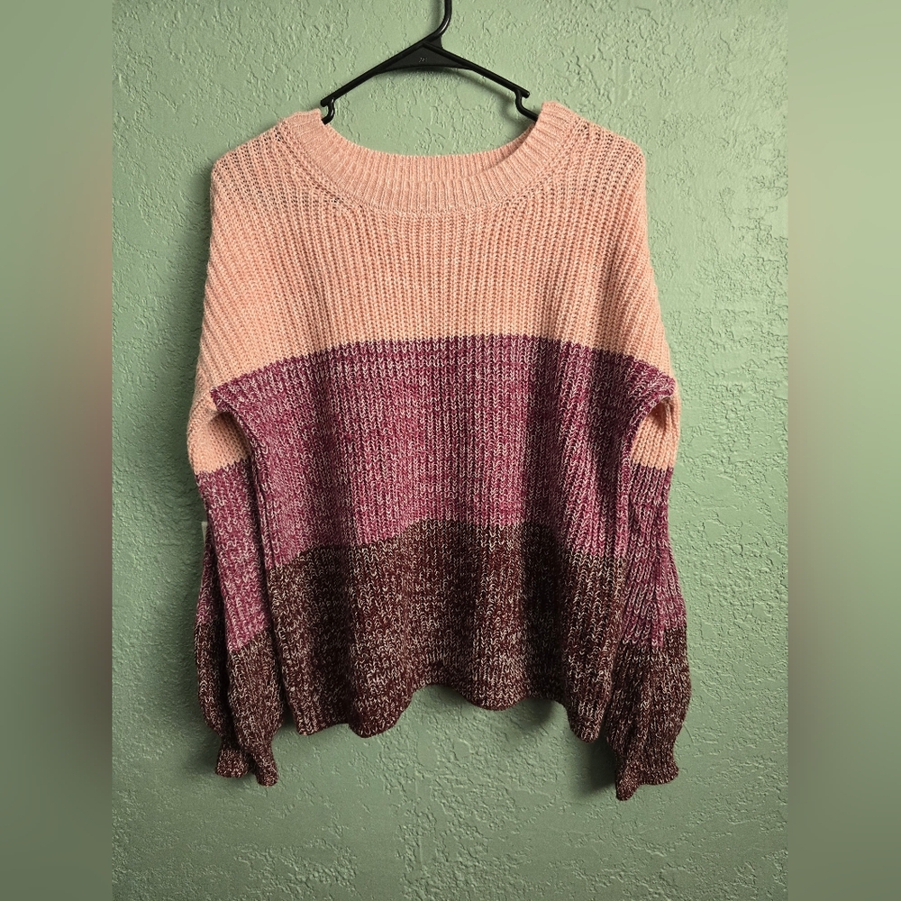 H&M Pink and Brown Striped Sweater